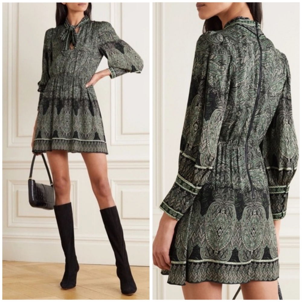 Alice + Olivia Tanisha Paisley neck tie dress size 14